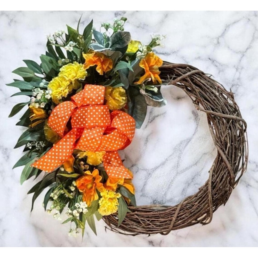 Colorful Spring Wreath: Faux Floral Door Accent; Easter Wreath